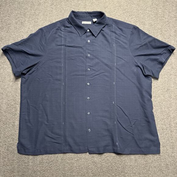 Cubavera Hawaiian Shirt Mens Plus 3X Blue Guayabera Short Sleeve Button Down - Picture 1 of 7